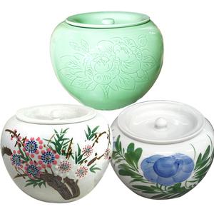 국산 입체 꽃무늬 요강 전통요강 도자기요강 백자요강