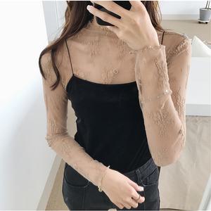 레이스 블라우스 이너 시스루 레이어드 티
