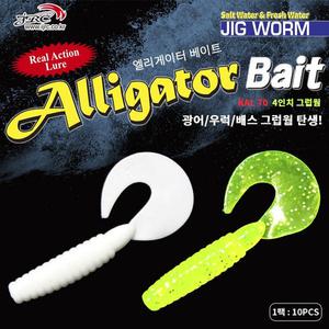 JRC엘리게이터  와인드  4인치그럽웜 지그헤드 빅마마 우럭 광어다운샷웜 농어 배스