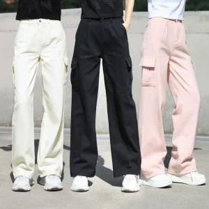 동대문스타일 트윌면 핀턱 카고 와이드 팬츠 3단 기장 S~XL 여성 봄 가을 카고바지 NHJY002