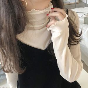 레이어드 폴라티/목티 목폴라티 쉬폰티 시스루티 하이넥 레이어드 프릴 이너 여성 목폴라 여성니트