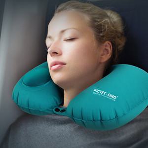 휴대용 여행용 에어 목베개 목쿠션 간편주입 친환경 극세사 에어펌프 딥슬립 비행기 자동차 차량용품