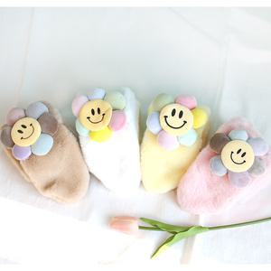 스마일 플라워 퍼 목도리 넥워머 유아 아동 머플러