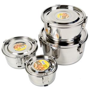 스텐 304 원형 고리 찬통 올스텐 밀폐용기 반찬통