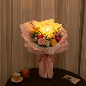 카네이션 조화 꽃다발 LED 꽃길가득A 55cm 어버이날 스승의날 감사 선물 행사 장식 소품 인테리어