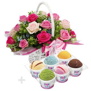러블리(OW-6064)+베스킨라빈스 버라이어티 팩(기프트콘)[꽃바구니/이벤트/생일/어버이날꽃]