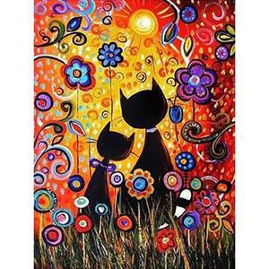 [아트박스]/퍼즐사랑 캣 커플 (패브릭) 보석십자수 30x40