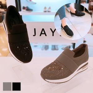 [제이시]제이시 소가죽 여성 키높이 큐빅운동화 5cm K001