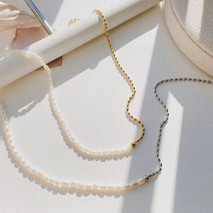 [써지컬스틸] 리얼 담수진주 페블 체인 목걸이