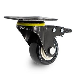 소형 우레탄 흑색 6.35cm 토탈락 회전브레이크형 바퀴 캐스터
