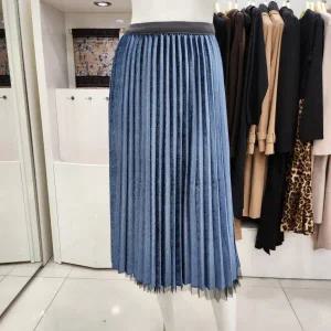 [조이너스]겨울 기계주름 A라인 벨벳 롱 밴드 스커트JACW9WQS0900_US