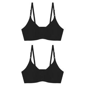 슬림9 노와이어 심리스 편해브라 컴팩트, 블랙, L, 2개