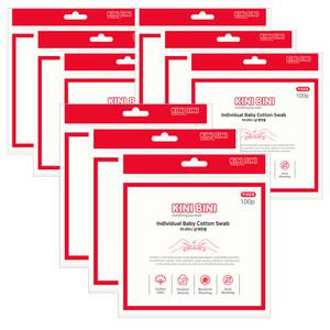 키니비니(KINI BINI) 신생아용 낱개 포장 순면 위생면봉 100개입, 총 9개