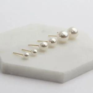 [쥬릭스]14K 장침 스와로브스키 진주귀걸이 4mm 6mm 8mm 화이트 그레이 핑크