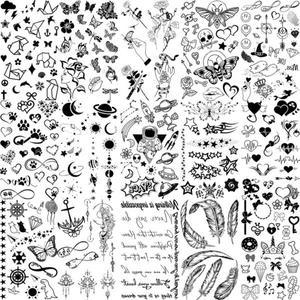 우주 비행사 별 달 태양 문신 나비 깃털 편지 목 팔 손 작은