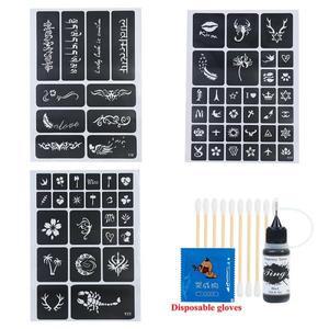 헤나타투크림 문신크림10ml 천연 식물 주스 문신 크림 안전 방수 DIY 안료 잉크 액체 면봉 장갑 템플릿으로