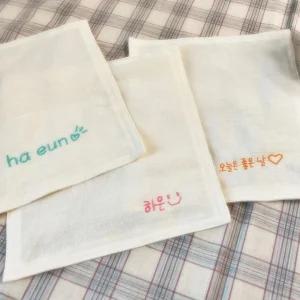 꽃비 강화소창으로 만든 이름자수 정련된 손수건