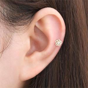 [오노마] ONM 14K 큐빅 장미 꽃 플라워 골드 금 피어싱