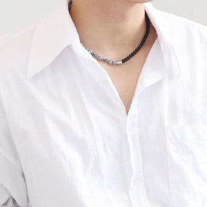 [벨가] 써지컬스틸 6mm 호안석 흑요석 아수라 목걸이