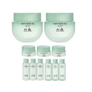 한율 어린쑥수분진정크림 55ml, 2개 + 증정 (크림 10ml,3개+플루이드 18ml,3개+토너 18ml,3개 )