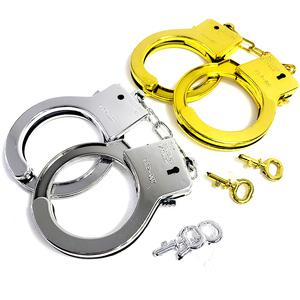 경찰 수갑 놀이 골드 실버 열쇠 2개 포함 역할 체포 어린이 남아 플라스틱 연극 소품 장난감