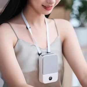 [1개+1개] 넥선풍기 충전식 휴대용 무선 미니 목걸이선풍기