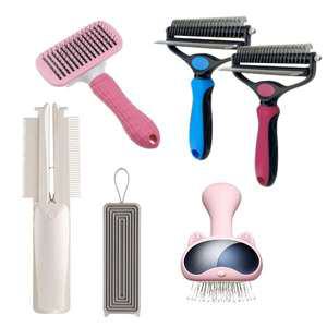 M 애견 슬리커 브러쉬 강아지빗 고양이빗 엉킨털 죽은털 털 제거 빗 관리 청소 원터치 단모종 장모종