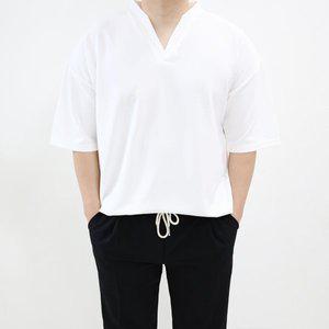 [엠클로]남자 빅사이즈 오버핏 여름 브이넥 기능성 쿨 반팔 티셔츠