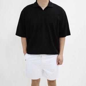 [엠클로]남자 빅사이즈 오버핏 브이넥 오픈카라 PK 박스 반팔티셔츠