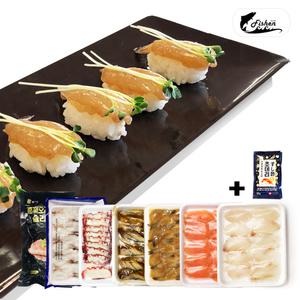 [초밥세트]피쉬앤 인기 초밥재료 7종세트 +초데리  (초광어 초연어 초탈각새우 초장어 초문어 초간장새우 초훈제오리) 밀키트