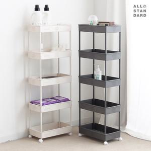 올스탠다드 심플 이동식 틈새선반 트롤리 5단