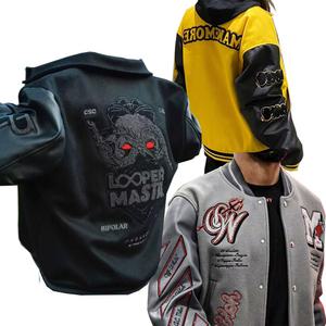 하이 스트릿 힙합 자켓 야구점퍼 항공자켓 레트로 패션 기본카라 인조가죽 블루종 스타일