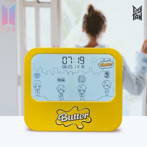 BTS 굿즈 타이니탄 버터 알람 시계 알람 음악 음성 녹음 캘린더 에니메이션 LED 무드등 기능 탁상용 휴대용