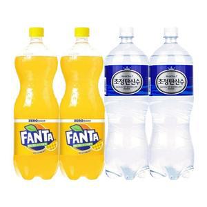 [한번에먹자] 환타 제로 파인 1.5L 2개 + 초정탄산수 1.5L 2개 / 총 4개