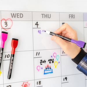 지우개 보드마카 4색 세트 미니 자석 마카펜 화이트 보드 수성펜 세필 수성 매직 1mm 유리에 쓰는 마커