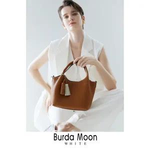 [Burda Moon][런칭가149000원]부르다문화이트 소가죽 토트백+미니백+스트랩