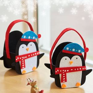 아트랄라 겨울선물 펭귄펠트가방 크리스마스 간식통