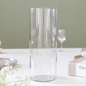 PET 원형 원통 긴 화병 실린더 10x25cm 조화꽃 전용 꽃병 투명 플라스틱 인테리어 장식 소품 오브제