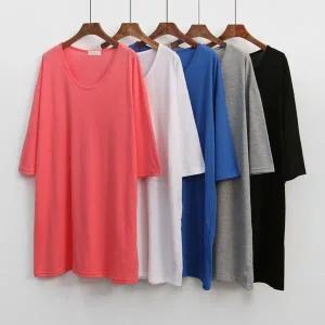 [하프클럽/]빅사이즈여성의류 G569L 컬러유넥롱반팔티셔츠 IL