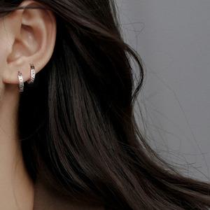 925 로마숫자 실버 원터치 링 귀걸이 