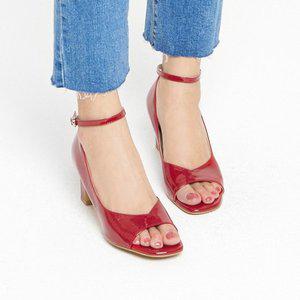 [지젤슈즈]레드애나멜 토오픈힐/[8681]