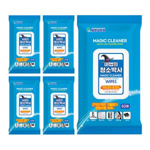 마법의 청소박사 60매 5팩 실내세차 대시보드 먼지제거 세차티슈