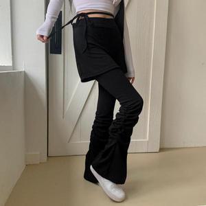 [기타]케아즈 레이어드 부츠컷 여성 레깅스 셔링치마 밴딩