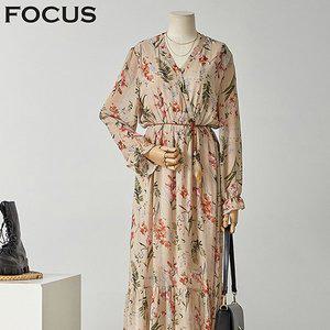 [포커스]깃털허리끈패턴원피스_FF2H7OP0074