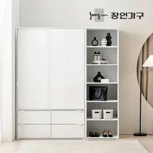 장인가구 코라 1800 슬라이딩 옷장 세트 1200 서랍옷장 (행거형)+600 선반장