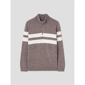 [ 라이프스타일] 방풍 패턴 하프 집업 스웨터 브라운 (GC4X51M02D)