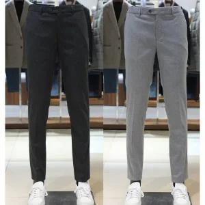 [바쏘](의정부점)FW 수입원사 구김제로 사방스판 히든밴딩 남성정장바지 2종[ 차콜,라이트그레이 ]