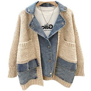 [렐라웨어]플레트 데님 레이어드 니트 자켓 2color