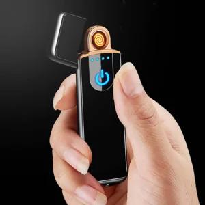 5시주문건 당일배송 FOOI 양면점화 지문인식 원터치 전기라이터 USB충전식 캠핑낚시 빠른배송