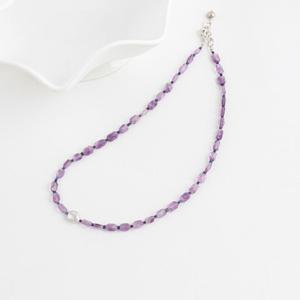 [다잇템] 여자 진주 자수정 보라 미니멀리즘 내추럴 원석 퍼플 목걸이